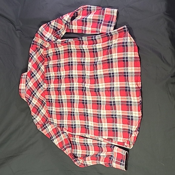 WEAR FIRST Men's Medium Button Up Pearl Button Up Red Flannel Plaid Casual Shirt - Picture 7 of 10